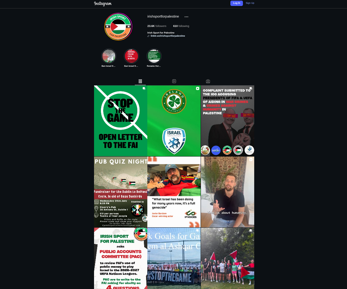 Irish Sport for Palestine video interview screenshot