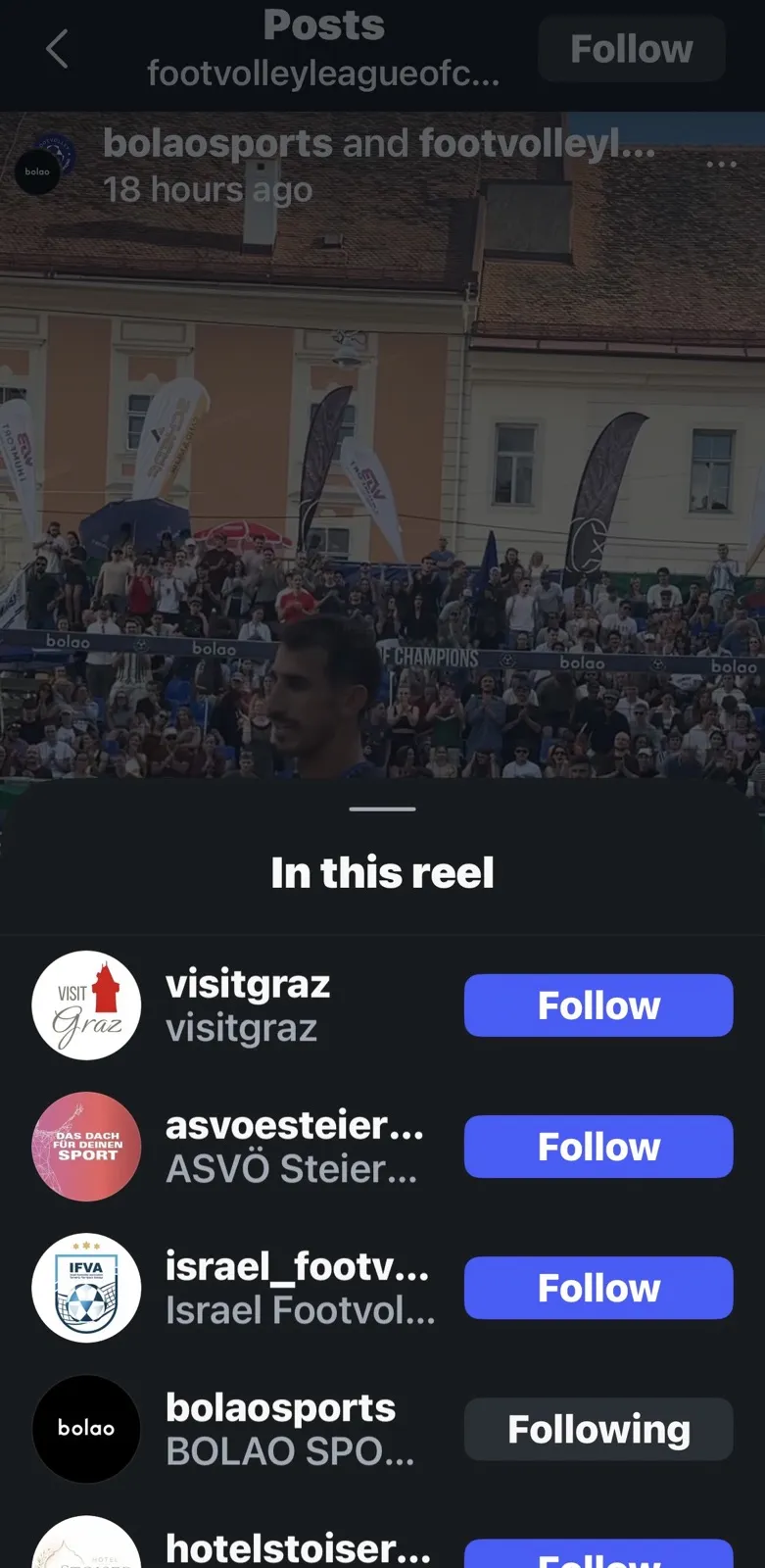 Marcação no Instagram do LoC @israel_footvolley